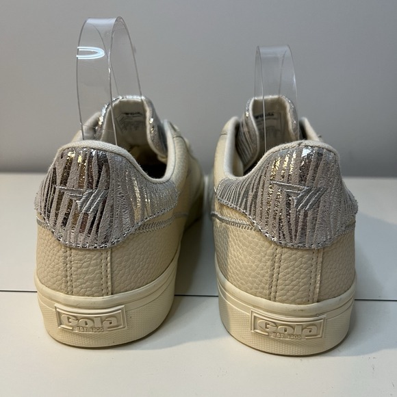 Gola Womens Orchid II Zebra‎ Sneakers Shoes Beige Silver Leather Lace Up Size 10 - Picture 3 of 7